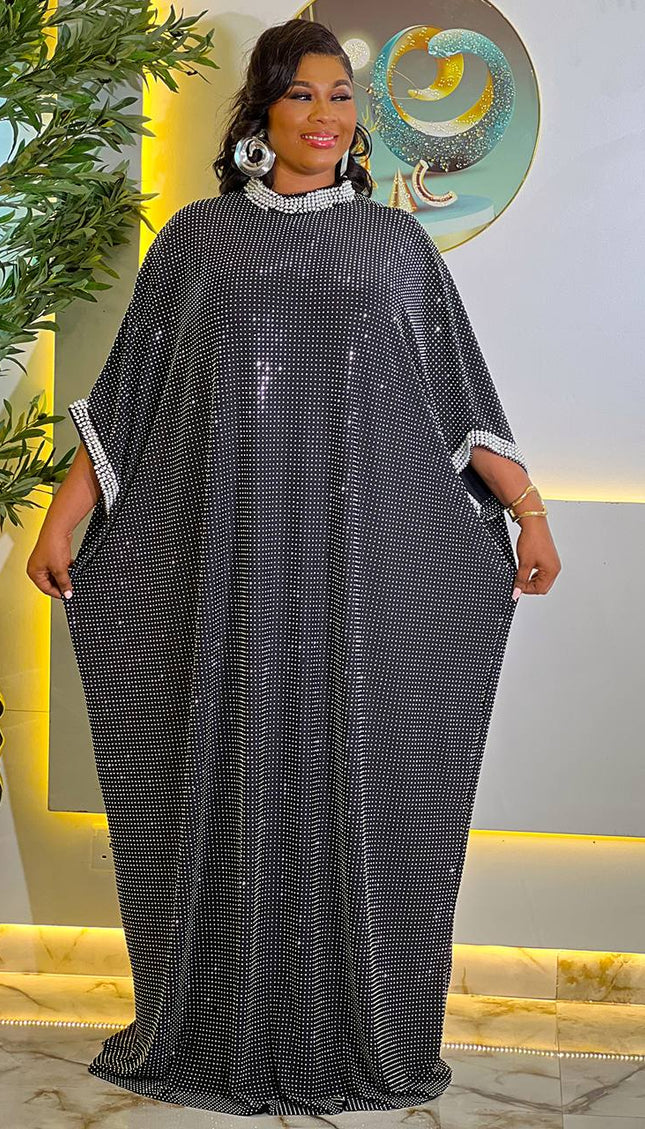 Sparkly Embellished Red Kaftan Bubu Dress: Wedding Attire Gala Anniversary Birthday Party Outfit