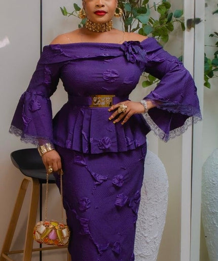 Elegant Black Off-The-Shoulder Peplum Dress for Wedding Guest Mother of The Bride Gala Birthday Photoshoot Outfit