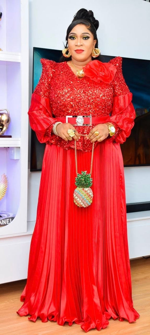 Sequin Bishop Sleeve Maxi Dress Floor Length Mother of The Bride A-Line Gown