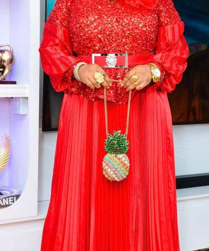 Sequin Bishop Sleeve Maxi Dress Floor Length Mother of The Bride A-Line Gown
