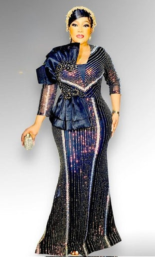 Black Sequin Ruffle Maxi Dress for Mother of The Bride Wedding Guest Cocktail Party