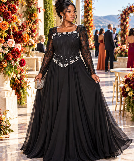 "Ready For The Spotlight" Beige Crystal-Embellished Mother of The Bride A-Line Dress Wedding Guest Celebrant Birthday Holiday Cocktail Reception Party Floor-Length Formal Evening Gown Plus Size