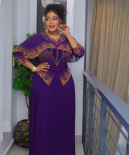 White & Gold Rhinestone Pleated Maxi Dress: Mother of The Bride Wedding Guest Attire Anniversary