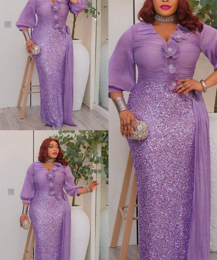 Gold Sequin Embellished Draped Maxi Dress: Wedding Mother of The Bride Cocktail Birthday Party