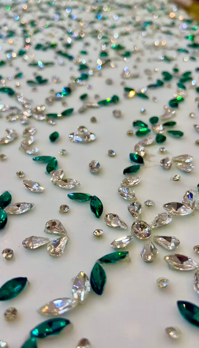 Sparkly Swarovski Crystal Hand Beaded Fabric Dressmaking Wedding Dress Bridal Reception Evening Gown Pageant Birthday Party Prom Dress