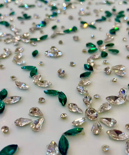 Sparkly Swarovski Crystal Hand Beaded Fabric Dressmaking Wedding Dress Bridal Reception Evening Gown Pageant Birthday Party Prom Dress
