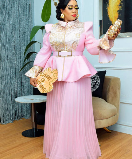 Classy Embellished Peplum Top and Pleated A-Line Skirt | Mother of The Bride Wedding Guest Photoshoot