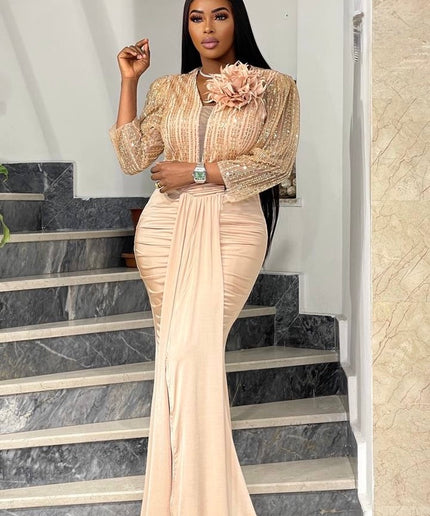 White Embellished Ruched Draped Maxi Dress for Engagement Ceremony Wedding Guest Anniversary Dinner Cocktail Photoshoot