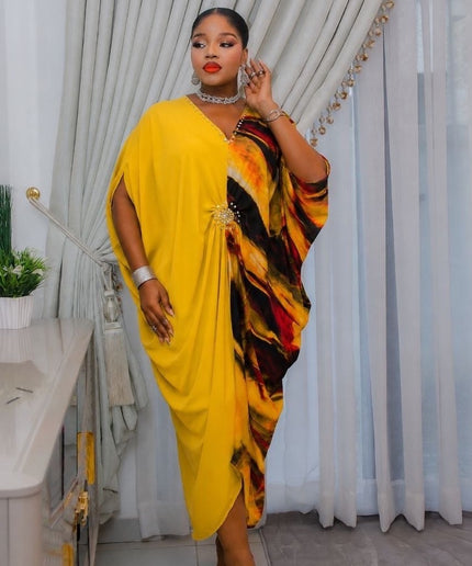 Black Embellished Asymmetric Kaftan Dress African Party Attire Wedding Guest Outfit Mother of The Bride Cocktail Birthday