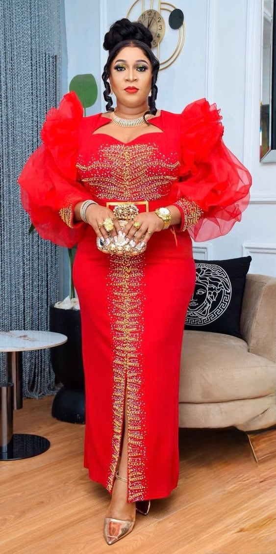 Ruffle Sleeve Embellished Mother of The Bride Dress Wedding Guest Cocktail Reception