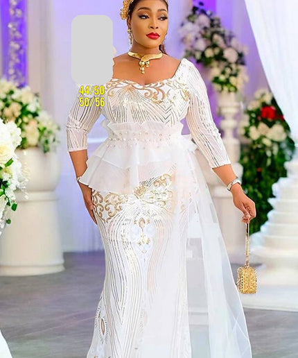 Sequin Side Draped Maxi Dress | Bridal Wedding Guest Mother of The Bride Gala