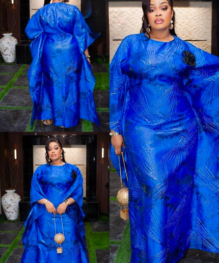 Statement Gold Brocade Bubu with 3D Detachable Flower, African Wedding Guest Dress Engagement Ceremony Mother of The Bride Attire