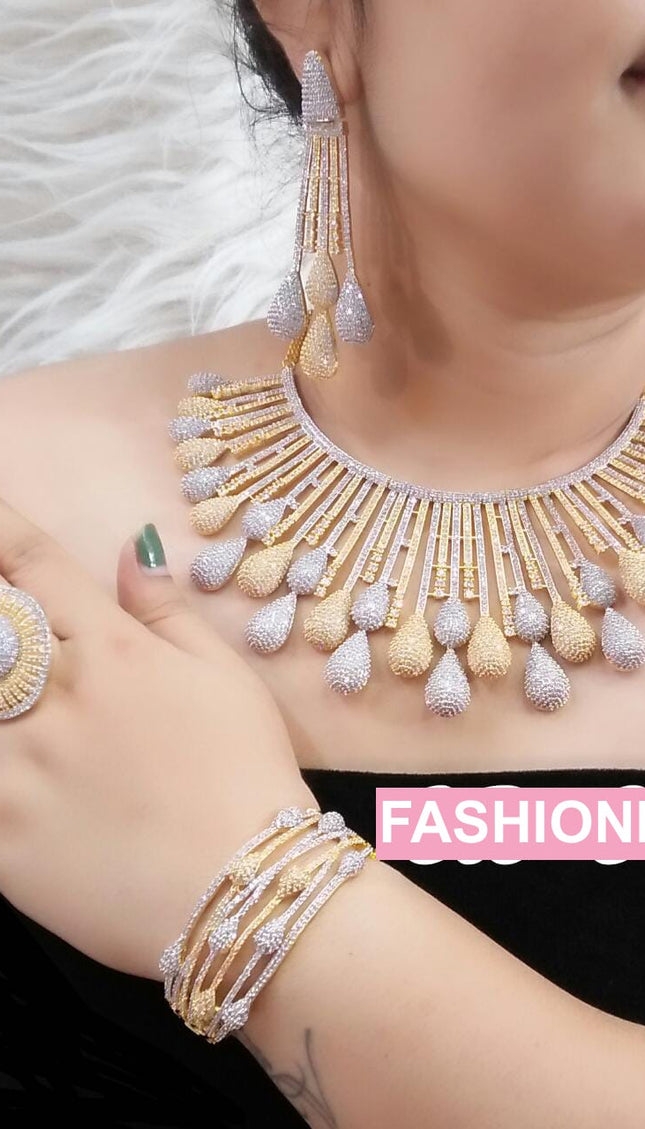 Dubai Gold Plated Jewelry Set | Bridal Jewelry, Wedding Guest, Mother of The Bride Jewelry, Birthday Party Celebrant