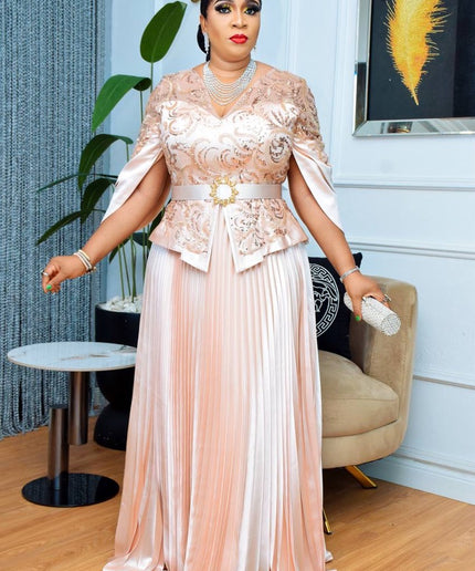 Statement Sleeve Sequin Peplum Top and Skirt | Mother of The Bride Birthday Party Wedding Guest