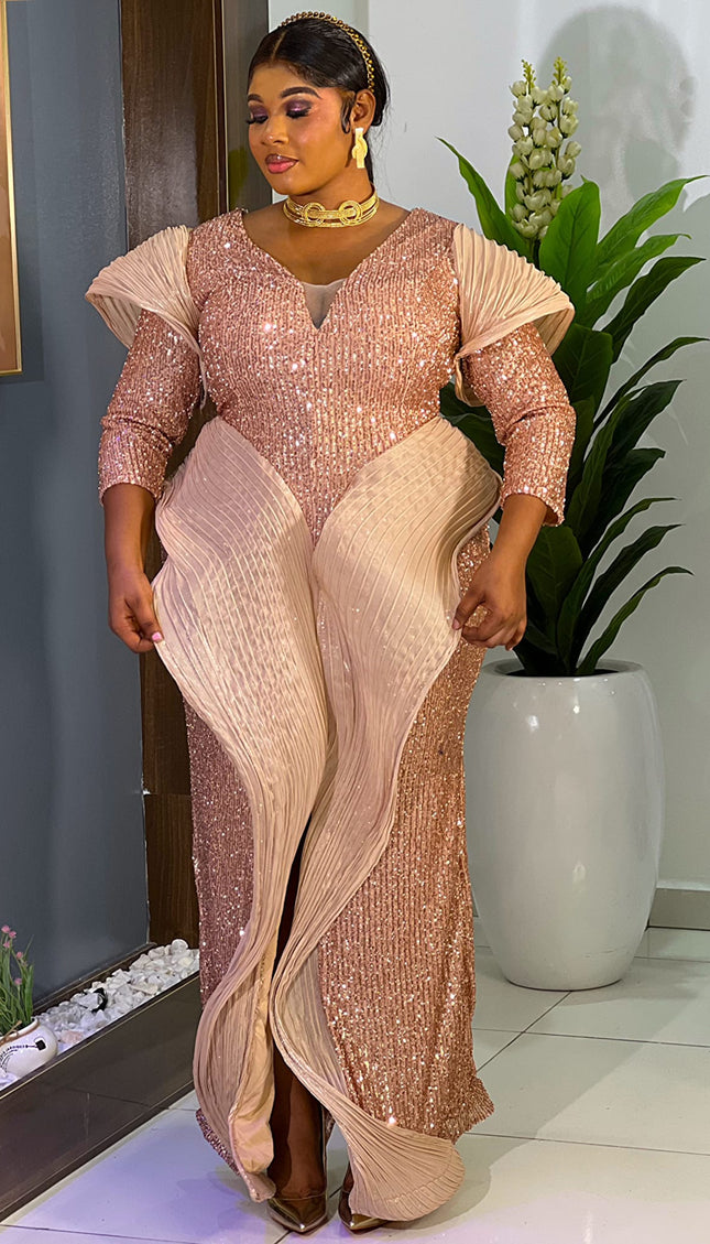 Dramatic Structured Sequin Maxi Dress All Black Party Attire Wedding Guest Gala Anniversary Outfit
