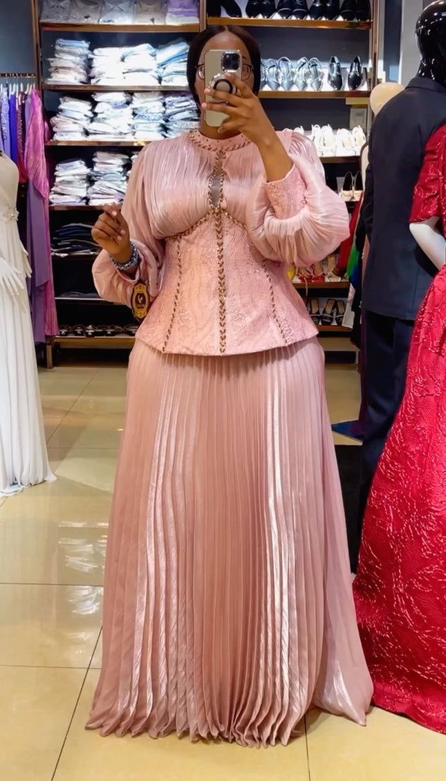 Statement Bishop Sleeve Embellished Party Evening Wear | Bridal Photoshoot Anniversary Reception Wedding Guest Birthday Cocktail