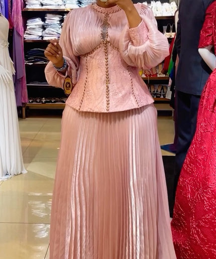 Statement Bishop Sleeve Embellished 2 Piece Evening Wear | Party Anniversary Reception Wedding Guest Birthday Cocktail