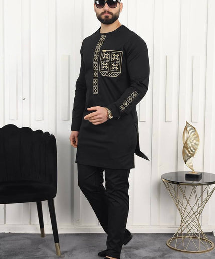 Luxury Men's Embroidered Agbada 3-Piece Set: African Wedding Attire Groom Groomsmen Aso Ebi Father of The Bride Nigerian Party Traditional Wear