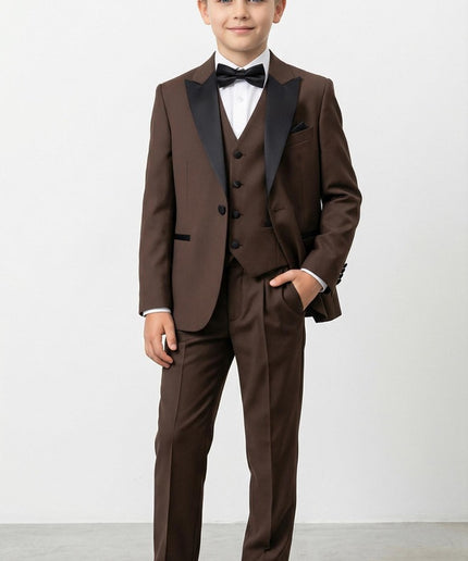 Boys' White Slim Fit Tuxedo Suit, 5-Piece Set: Wedding Ring Bearer Outfit Birthday Photoshoot Black Tie Communion Graduation Formal Special Occasion