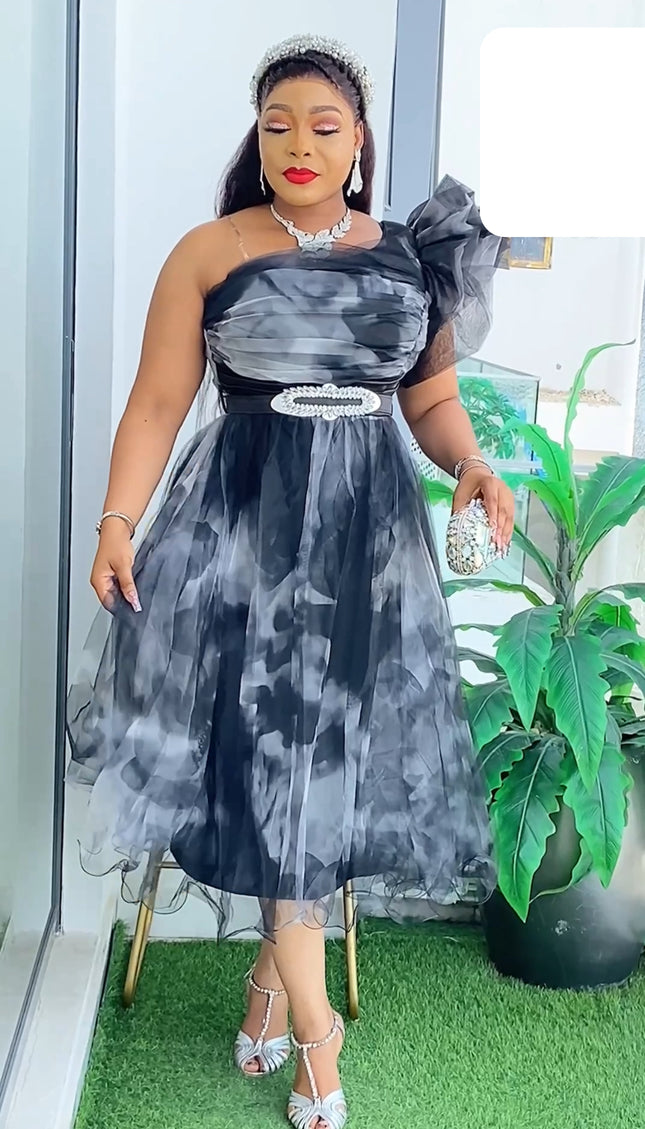 One Shoulder Ruffled Dress | Wedding Guest Photoshoot Birthday Party Cocktail