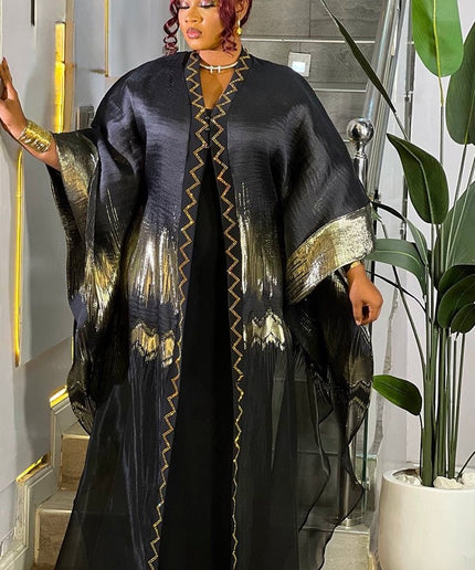 Classy Blue Brocade Rhinestone Kaftan Dress, African Bubu Wedding Attire Engagement Ceremony Church Gala Anniversary Birthday Party 2-Piece Outfit