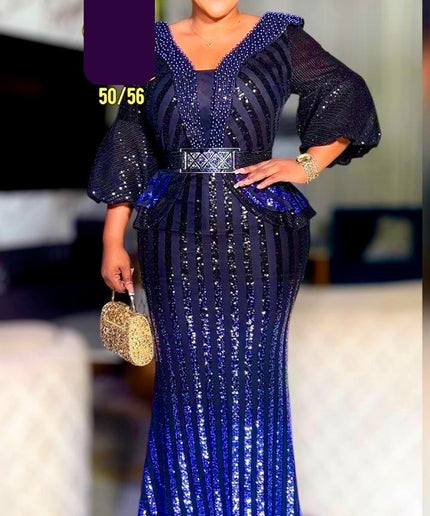 White Sequin Embellished Maxi Dress