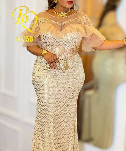 Sequin Ruffle Embellished Maxi Dress