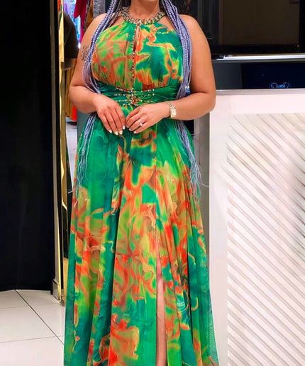 Halter Neck Wedding Guest Dress, Curvy Mother of The Bride A-Line Gown, Birthday Party Anniversary Dinner Dance Reception