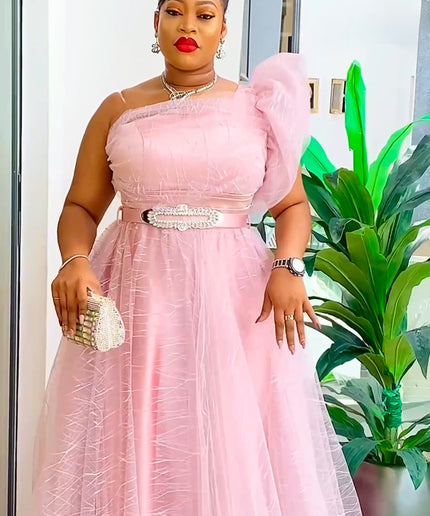 One Shoulder A-Line Gown Mother of The Bride Curvy, Summer Wedding Guest Maxi Dress, Birthday Photoshoot Bridal Reception Gala Ball Gown