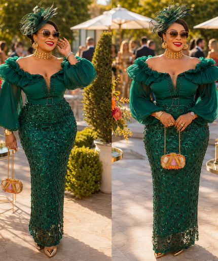 Elegant Black Off-The-Shoulder Sequin Bishop Sleeve Maxi Dress: Wedding Guest Birthday Party Cocktail Gala Mother of The Bride