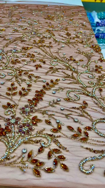 Swarovski Crystal Hand-Beaded Fabric Dressmaking | Wedding Evening Gown Birthday Pageant Prom Dress