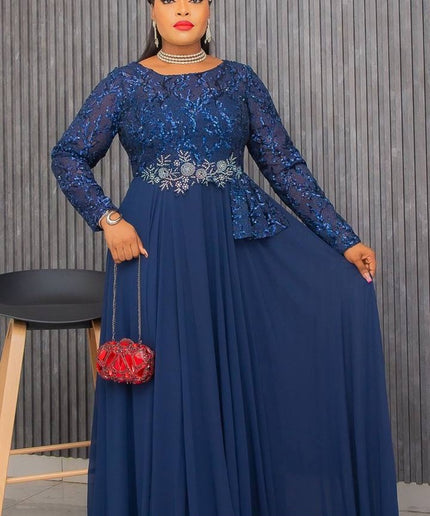 Applique Embellished Pleated Gown | Wedding Guest Birthday Party Celebrant