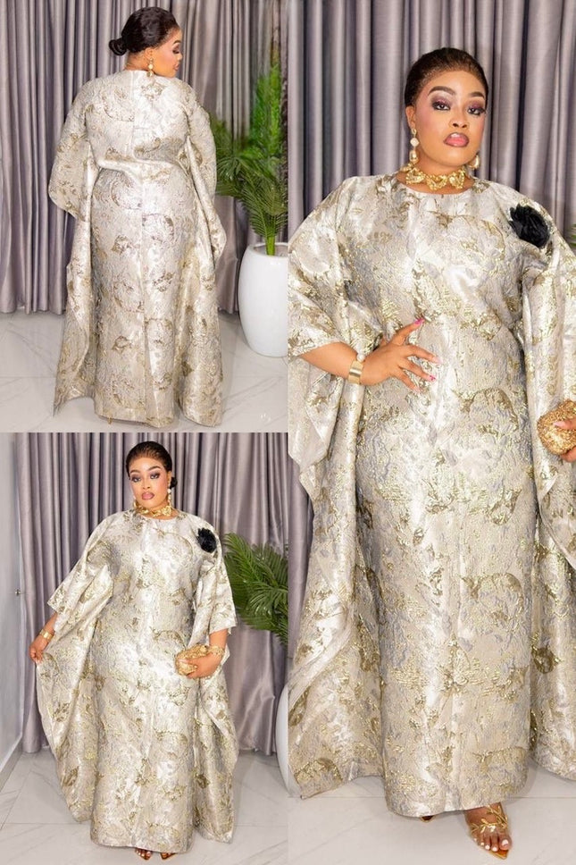 Green Metallic Brocade African Bubu Gown for Wedding Guest Dress Mother of The Bride Anniversary Birthday Party