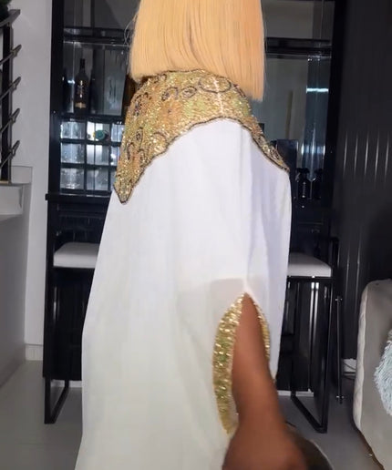 White Embellished Tassel Kaftan Gown for Wedding Guest Dress Mother of The Bride Birthday Party Engagement Ceremony Cocktail Reception