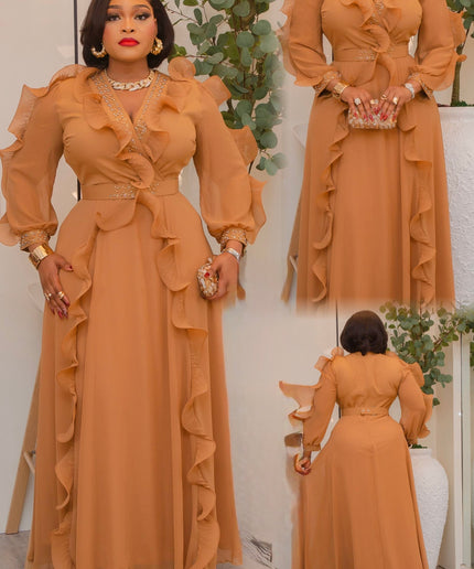 Luxury Green Embellished Ruffle Maxi Dress Summer Wedding Guest Birthday Cocktail Reception Dinner Church Anniversary Party Outfit