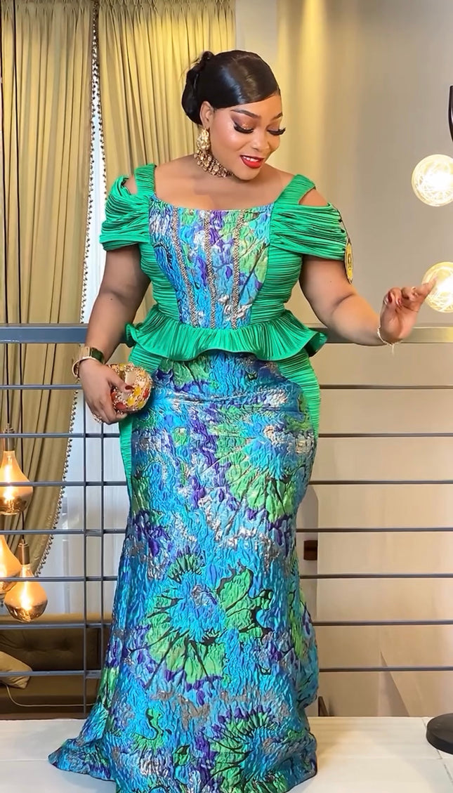Sexy Cold Shoulder Peplum Brocade Dress Wedding Guest Birthday Party Cocktail Dinner Gala Anniversary