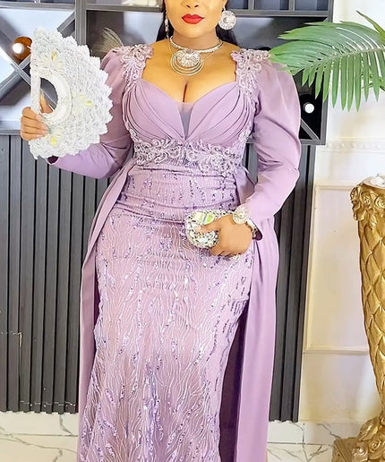 Embellished Overskirt Evening Gown
