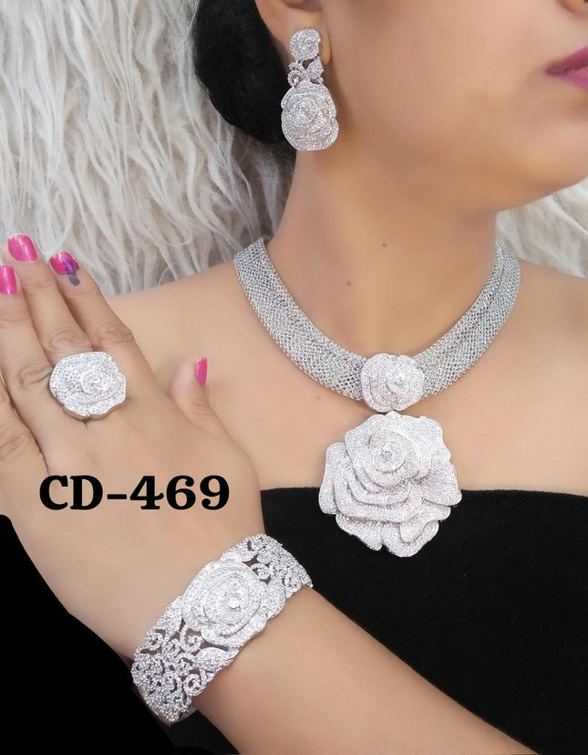 Dubai Gold Plated Jewelry Set Cubic Zirconia | Bridal Jewelry, Wedding Guest, Mother of The Bride Jewelry, Birthday Party Celebrant