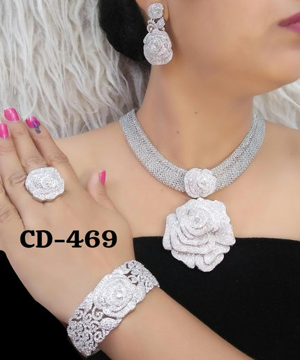 Dubai Gold Plated Jewelry Set Cubic Zirconia | Bridal Jewelry, Wedding Guest, Mother of The Bride Jewelry, Birthday Party Celebrant
