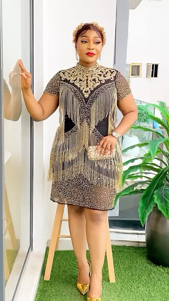 Crystal Beaded Fringe Dress | Cocktail Birthday Party Wedding FASHIONISKO Crystal Beaded Fringe Dress | Cocktail Birthday Party Wedding FASHIONISKO
