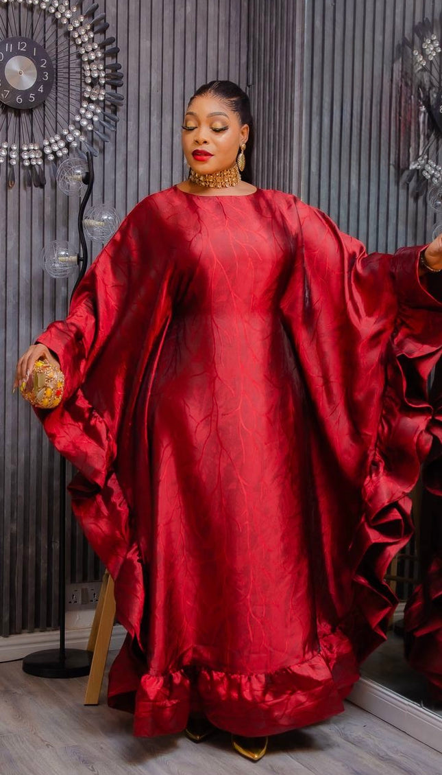 Luxury African Bubu with Ruffles - Wedding Guest Dress Mother of The Bride Rich Aunty Fashion Photoshoot Birthday Party Dinner