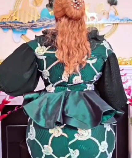 Sequin Ruffle Peplum Mermaid Dress for Wedding Guest Birthday Party Anniversary Birthday Photoshoot