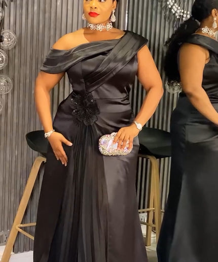 One-Shoulder Embellished Mother of The Bride A-Line Gown Pleated Drape Wedding Guest Dress Birthday Cocktail Bridal Dinner Photoshoot