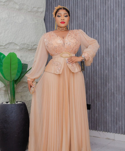 Sparkly Sequin Embellished Slit Sleeve Maxi Dress | Wedding Guest Party Birthday Mother of The Bride