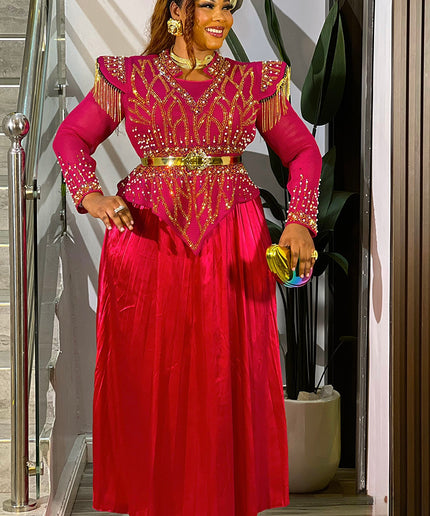 Black Embellished Pleated Maxi Dress: Mother of The Bride Photoshoot Anniversary