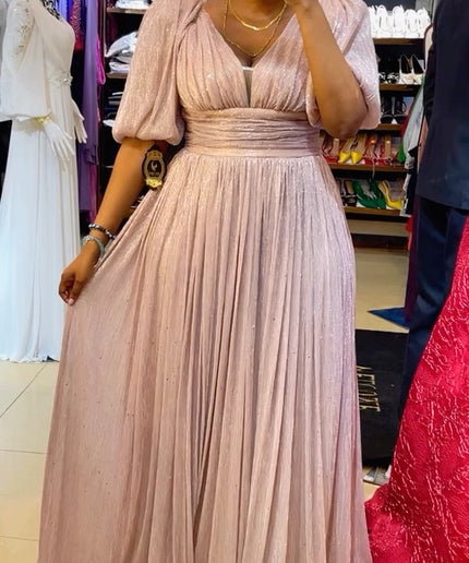 Metallic A-Line Gown | Wedding Guest Dress Plus Size Evening Wear Mother of The Bride