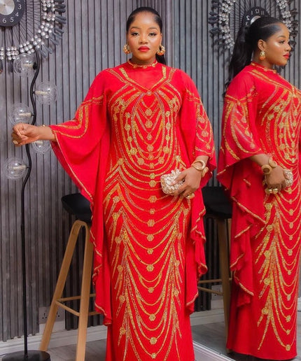 Luxury Black Kaftan with Rhinestones - African Wedding Guest Dress Nigerian Engagement Ceremony Dinner Gala