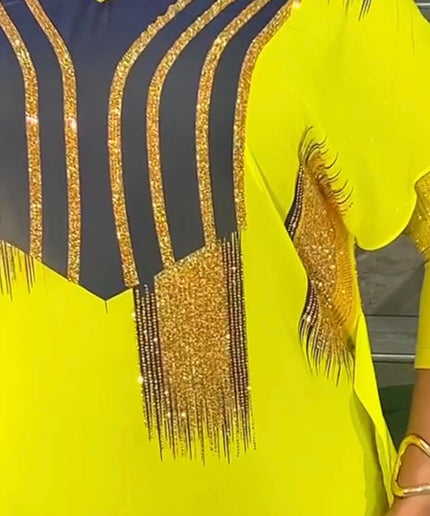Sparkly Orange Embellished Mandarin Collar Kaftan Maxi Dress for Summer Wedding Guest Formal Evening Attire