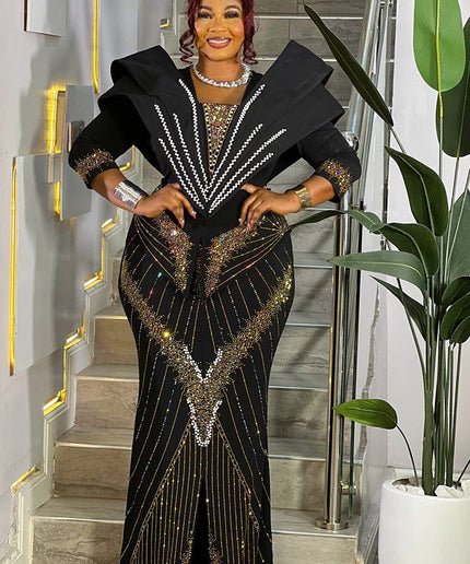 Glamorous Purple Embellished Structured Shoulder Maxi Dress for Party Wedding Guest Cocktail Birthday Photoshoot Church Gala Anniversary Mother of The Bride Outfit