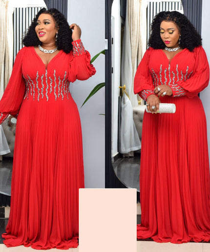 Pleated Embellished Maxi Dress
